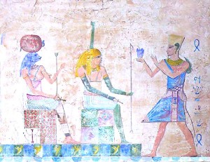 Peinture murale :reproduction d'une paroi de tombeau egyptien