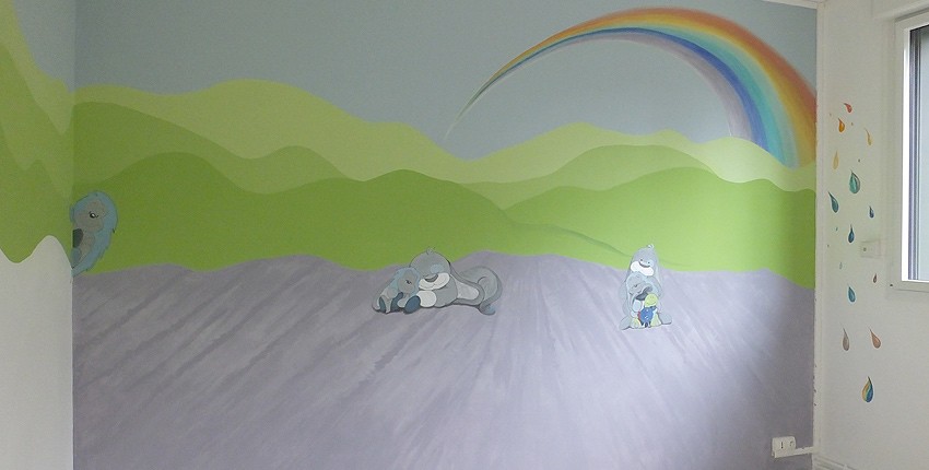 mur peint dans une chambre de bébé